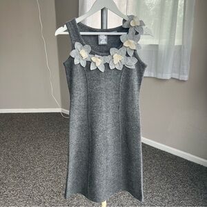Anthropologie Merino Wool Girls from Savoy Dress w/ Floral Appliqué